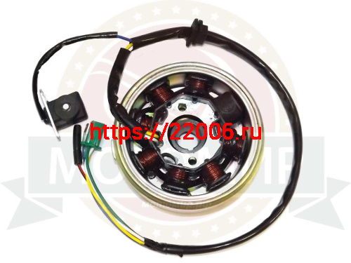 Зажигание 4х т GY6-125/150 в сборе с маховиком 7+1 катушек (генератор)