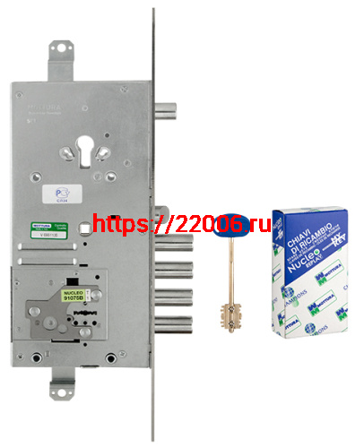 Замок Mottura (Моттура) врезной двухсистемный 54.J939M-D MyKey (правый), перекод. с торца, кл. 50 мм, без накл.