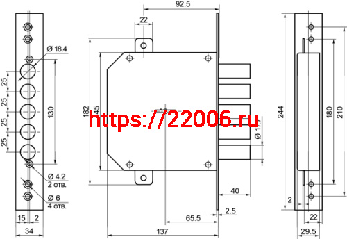 Замок Border (Бордер) врезной сувальдный ЗВ8-6 ПК5Т/15 с тягами (прав.), 5 кл. /72201/ фото 2
