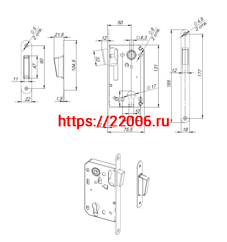 Корпус Fuaro (Фуаро) замка MAGN5300-M-C (5300-M-C) AB бронза фото 3