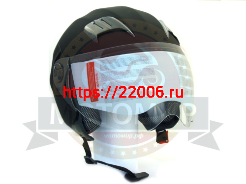 Шлем открытый "Safelead" HF-221 "колобки с доп. стеклом" мат. черный размер M фото 3