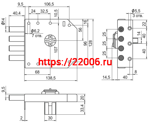 Замок Elbor (Эльбор) накладной сувальдный RеХ.2.14, 5 кл. фото 2
