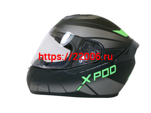 Шлем TVS RACING (Индия) XPOD DULL BLACK NEON GREEN размер XL фото 2