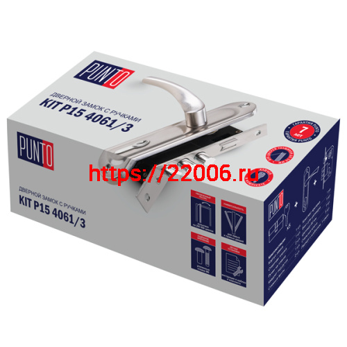 Замок Punto (Пунто) цилиндровый в комплекте с ручкой LOCKSET15.CRONA.4061-3 (KIT P15 4061/3 CRONA) SN мат.никель фото 2