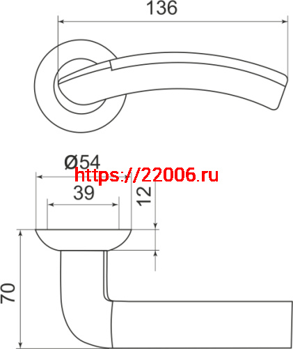 Ручка Armadillo (Армадилло) раздельная R.LD54.Libra27 (Libra LD27) SN/CP-3 матовый никель/хром фото 3
