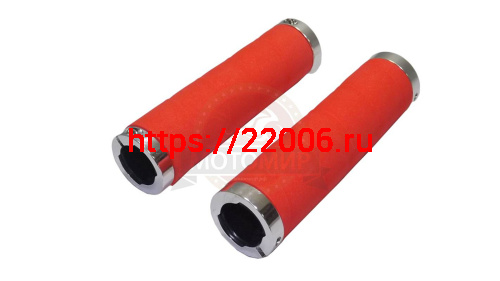 Грипсы для велосипеда 130мм, мягкие, с двумя грипстопами, с заглушками, красные с серебром (HL- G21 фото 3