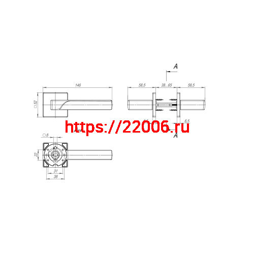 Ручка Fuaro (Фуаро) раздельная K.SL52.FLY (FLY SL) GR-23 графит фото 2