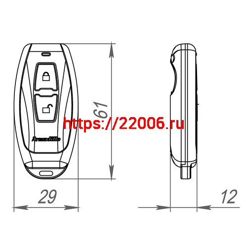 Брелок Armadillo (Армадилло) управления RC.RT01.04 BL черный фото 4