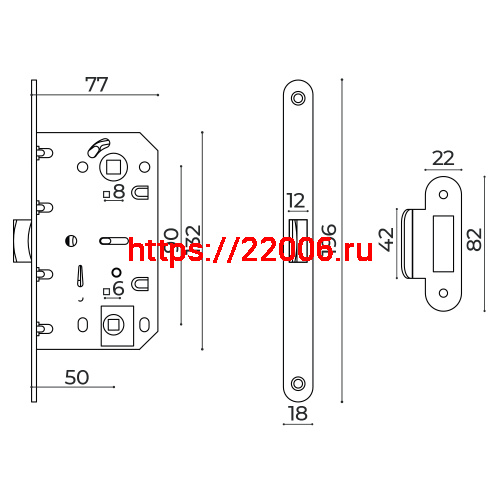 Защелка Ajax (Аякс) врезная METLM90-50 WH белый фото 2