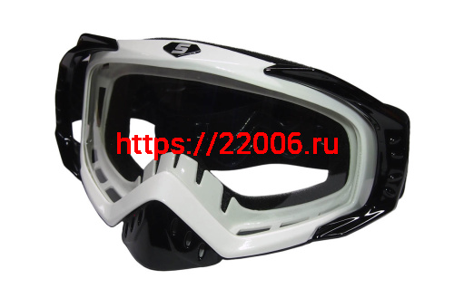 Очки мотокросс/спорт SCOUT (NK-1023) черн/белые, резинка с силиконом, цветн упаковка