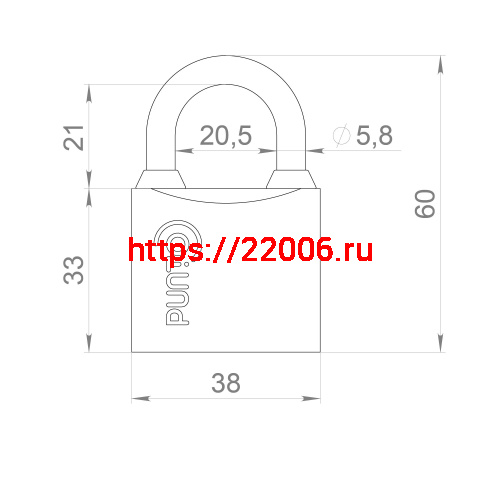 Замок Punto (Пунто) навесной PK-0138 3 key англ.ключ. фото 4