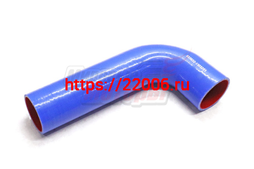 Патрубок радиатора нижний угловой МАЗ силикон.,синий,армир. L280/130мм,d60мм. (HH052)