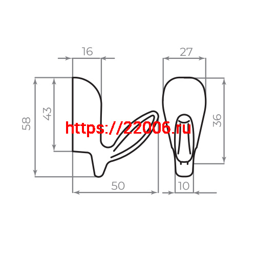 Крючок Ajax (Аякс) настенный MB-LM/K-001 CP хром фото 7