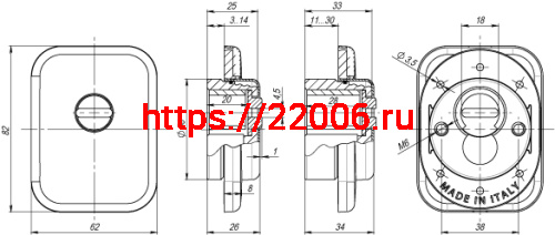 Броненакладка Armadillo (Армадилло) на ЦМ квадрат (от вырывания, 25 мм) ET/ATC-Protector 1-25(SQ) SC-14 Матовый хром фото 4