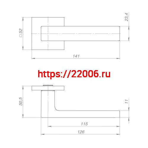 Ручка Fuaro (Фуаро) раздельная K.TRG52.TETRAGON BL-24 черный квадрат 8х170 мм фото 2