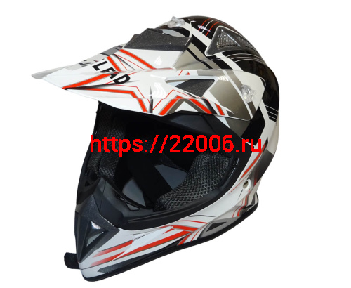 Шлем кроссовый "Safelead" HF-116 MATT BLACK белый Q158R размер L  NEW фото 2