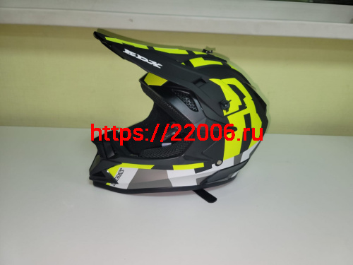 Мотошлем 166 Детский Кросс черно-зелено-белый матовый (L)