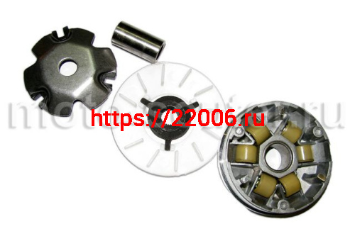 Вариатор 139QMB 50сс в сборе (ролики, крыльчатка, палец)