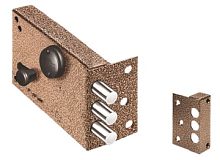 Замок Elbor (Эльбор) накладной Лазурит 1.02.61.КМА никель, сув., 2 риг., задв.-затв., зап. кор., мед. антик /40061/