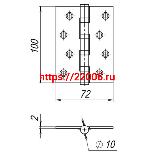 Петля Ajax (Аякс) универсальная IN4000U SN (4B/P 100x70x2) мат. никель ПАКЕТ фото 3