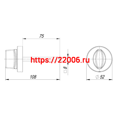 Ручка Armadillo (Армадилло) поворотная BKW8.R.URB52 (BKW8/URB) СР-8 хром фото 3