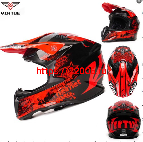 Мотошлем VIRTUE MD-902 Кросс красно-черный (L)