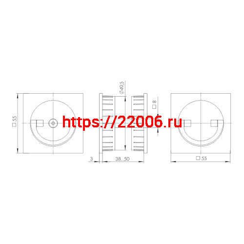 Ручка поворотная Armadillo (Армадилло) для раздвижных дверей SH.QUADRO55.BK8x2 BL-26 черный фото 3