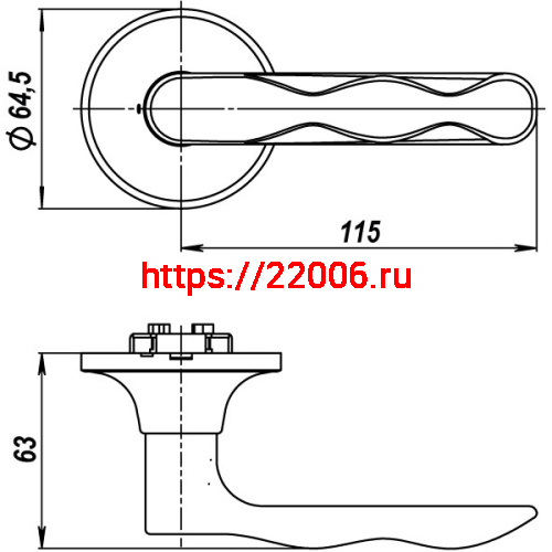 Ручка Punto (Пунто) защелка 6024 AC-B (фик.) медь фото 3