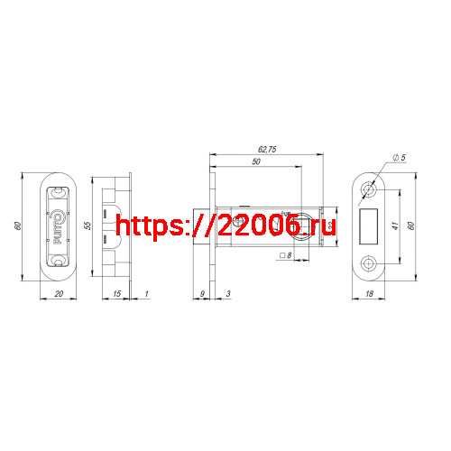 Защелка Punto (Пунто) врезная магнитная ML50-8 CP-8 хром фото 2