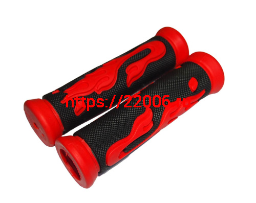 Грипсы для велосипеда 130мм, резина, черно-красные, рисунок "Пламя" (EHG-25)