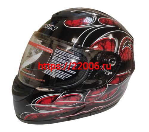 Шлем интеграл KIRIN K-22, черный, черн-крас матовый, черн-крас, размер M