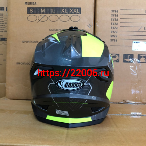 Шлем кроссовый COBRA JK801, №3 серый - лайм, размеры M фото 3