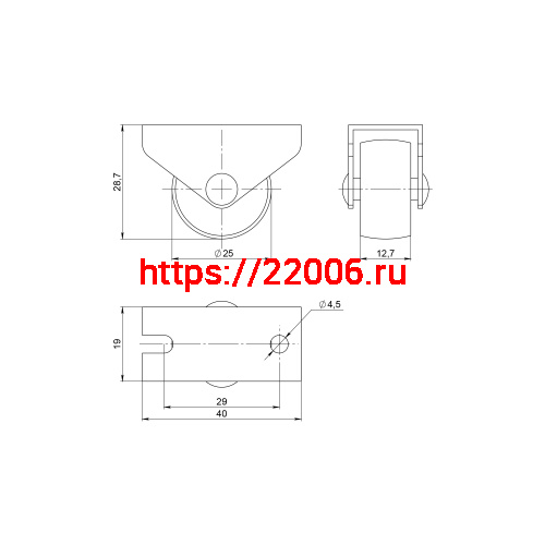 Опора Ajax (Аякс) колесная прямоходная WL/R-25P/20 kg BL пластик черный фото 2