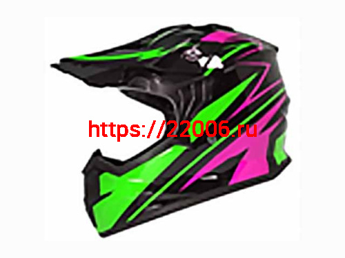Мотошлем VIRTUE MD-911 Детский Кросс черно-зелено-фиолетовый (S)