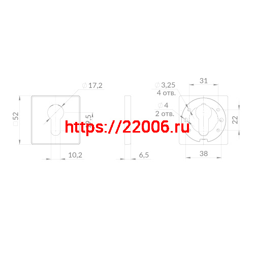 Накладка Punto (Пунто) под цилиндр ET.K.EST.Q52 CP-8 хром фото 3