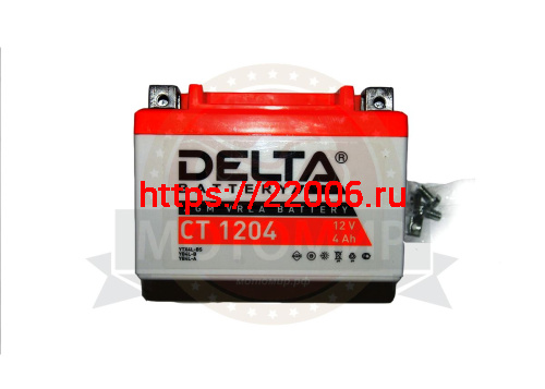 Аккумулятор 12В  4 А/ч, кислотный  AGM (Delta CT 1204) (114x70x87) обратная полярность, для Альфы