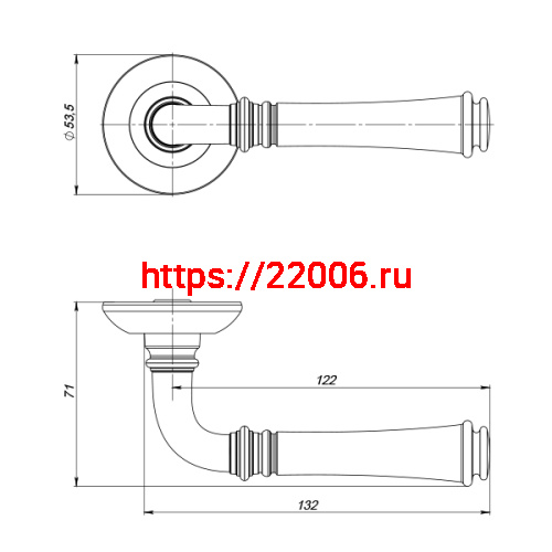 Ручка Punto (Пунто) раздельная R.ZR54.SERENITY (SERENITY ZR) OB-13 античная бронза фото 2