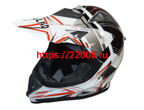 Шлем кроссовый "Safelead" HF-116 MATT BLACK белый Q158R размер L  NEW