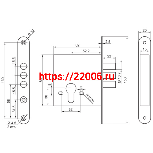 Корпус Sam (Сам) врезного замка ЗВ1-2БМ/11 /89600/ фото 2