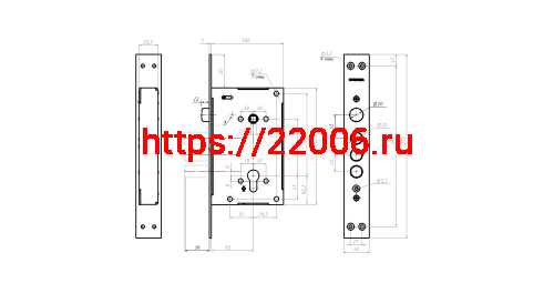 Корпус Guardian (Гардиан) врезного замка с защёлкой ЗВ 22.11 Т /128:5363/ фото 2