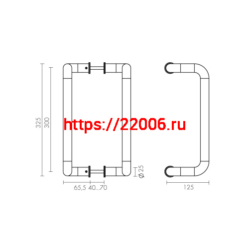 Ручка-скоба Fuaro (Фуаро) PULL.PH25/300.25 INOX 304 (PH-25-25/300-INOX) фото 3