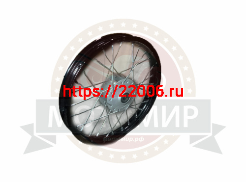 Обод 14" передний спицы,  диск. тормоз 1,4-14  (ПИТ-БАЙК) 28Н, в сборе, ось D12 мм (4 отв.под диск)