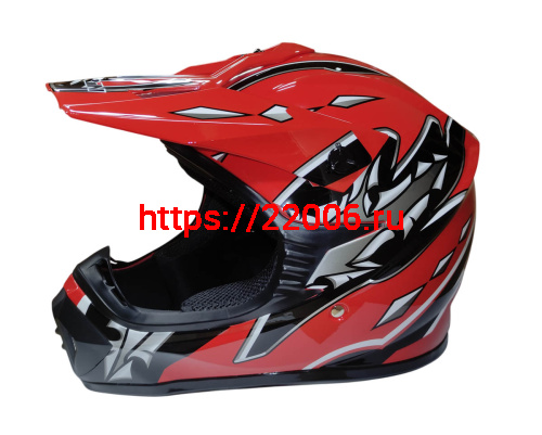 Шлем кроссовый KIRIN QL-128S, черный, красный, черн-крас, чер-желт, размер L фото 2