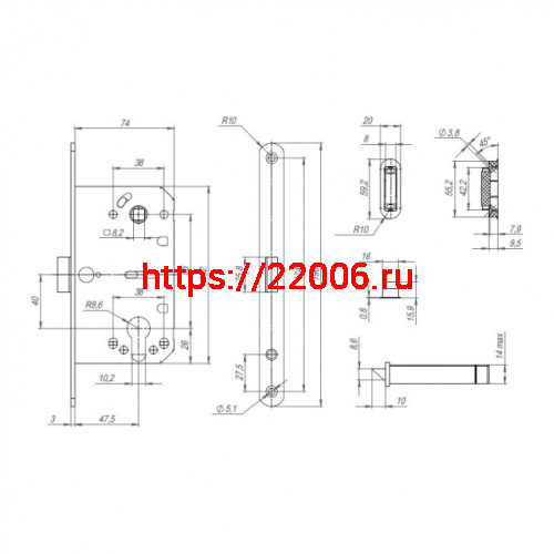 Корпус Punto (Пунто) замка ML85-50 BL (черный) фото 3