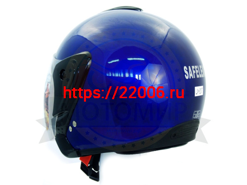 Шлем открытый "Safelead" HF-217"колобки с доп. стеклом" deep синий, красный черный, размер S фото 5