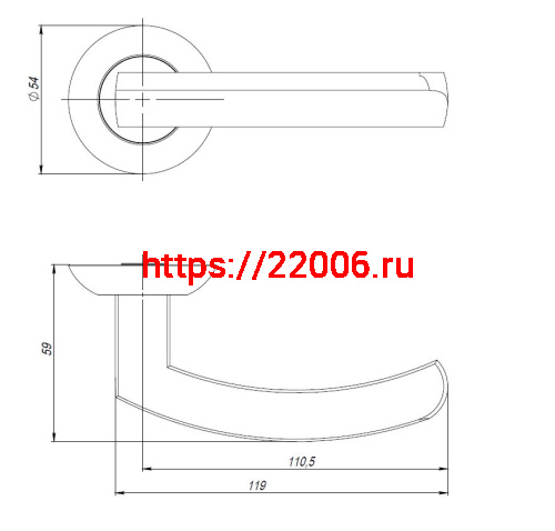 Ручка Ajax (Аякс) раздельная R.JR54.SIGMA (SIGMA JR) BL-24 черный 105мм фото 2