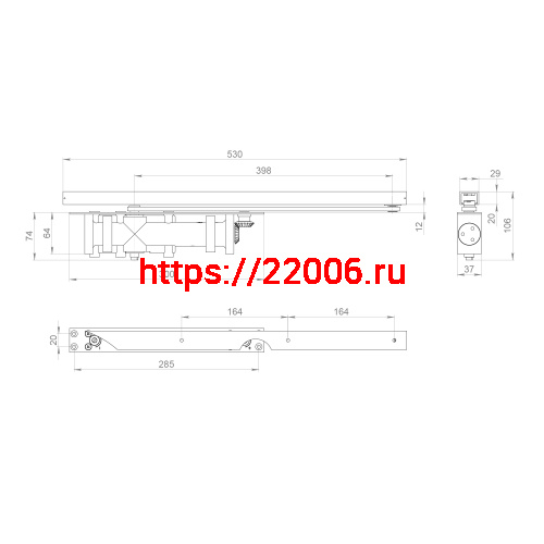 Доводчик дверной Fuaro (Фуаро) скрытой установки DCH2-05 Hold Open (50-100 кг) AL до 100 кг (алюминий) фото 2