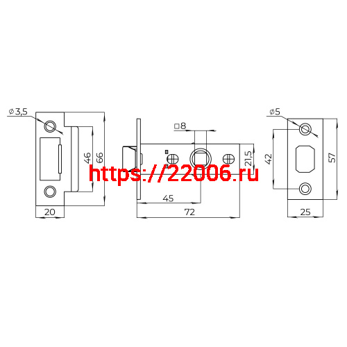 Защелка Ajax (Аякс) врезная PLASTLP45-8 (LP45-8) GR графит фото 3