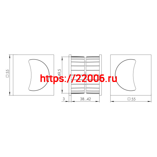 Ручка Armadillo (Армадилло) для раздвижных дверей SH.QUADRO55.010 CP-8 хром фото 3
