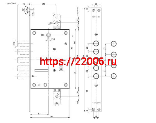 Замок Mottura (Моттура) врезной сувальдный 52.783 (универсальный), без накл. фото 3